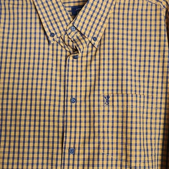 Arrow, Men's gold plaid shirt, long sleeves, like new, Sz L/G - Picture 3 of 8